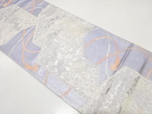 アンティーク　屏風に花鳥・組紐模様織り出し袋帯（材料）